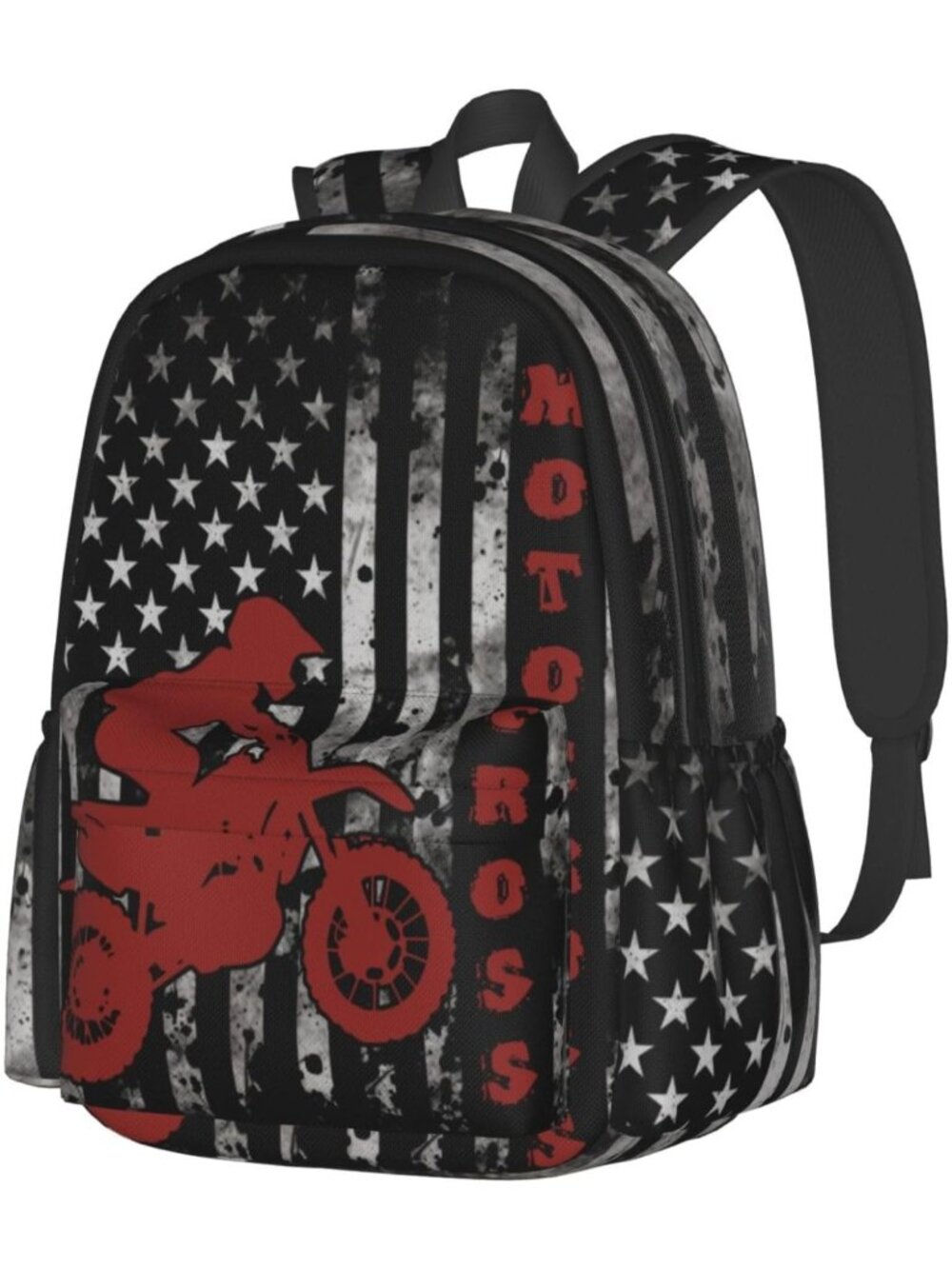 Patriotic Motocross Backpack | Multipurpose Laptop Daypack for Travel & Hiking